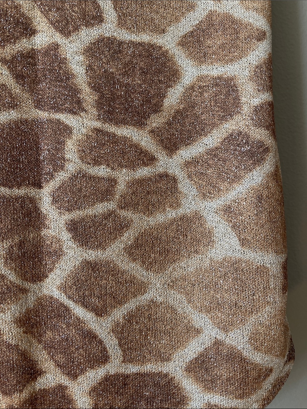 Zara Brown Giraffe-Print Cowl Neck metallic Lurex Tank top - Picture 6 of 6